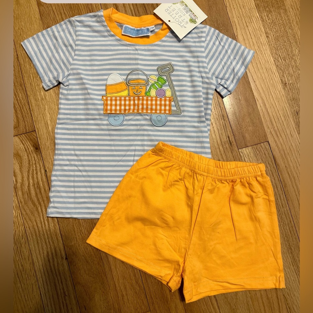 Fall Boy Shorts - Halloween Wagon Appliqué